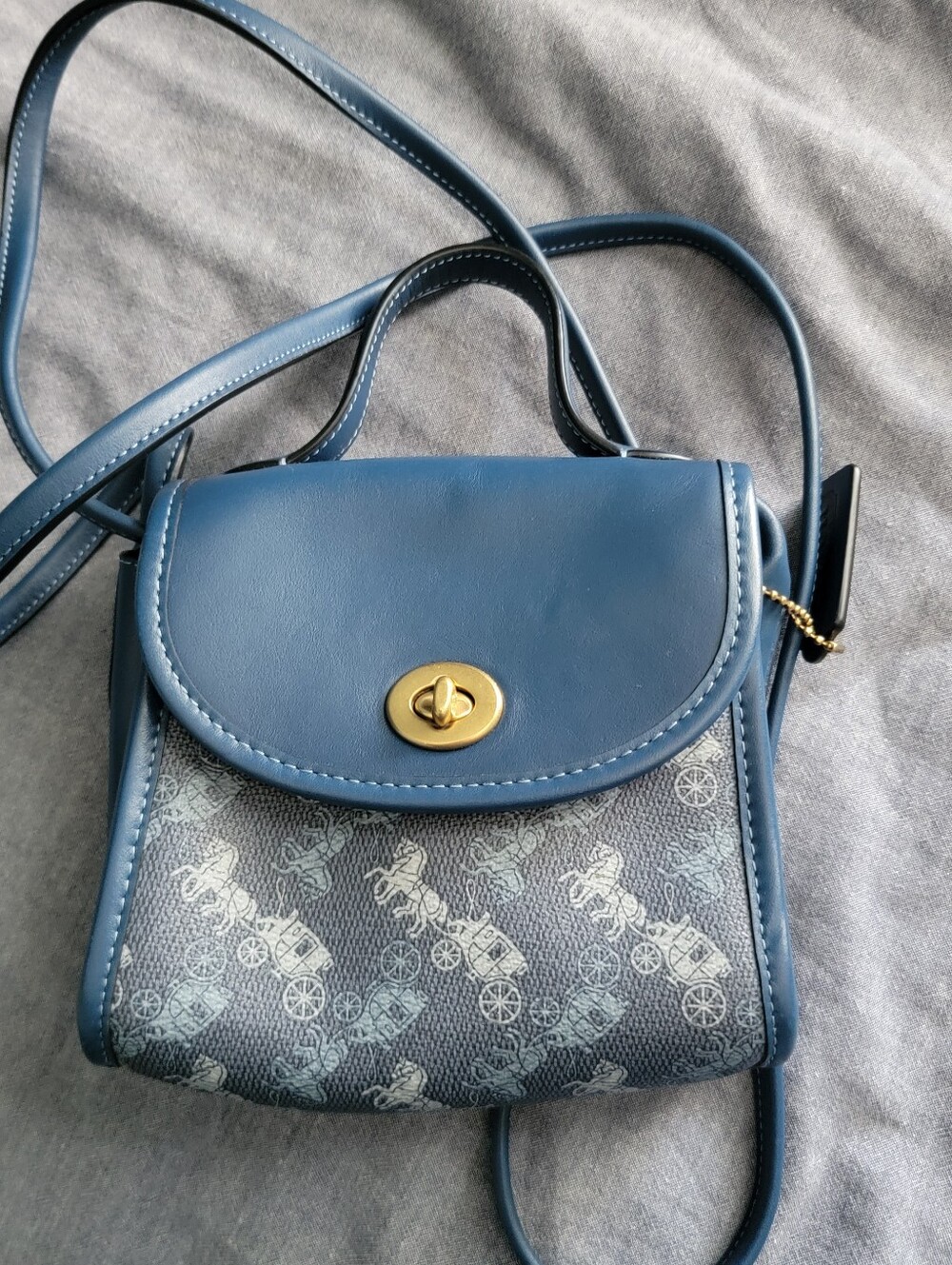 Coach Blue Crossbody Bag with Signature Horse Carriage Print